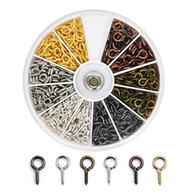 Immagine di Occhiello a Vite Piccoli, 420 Pezzi Mini Ganci Occhiello, Occhielli Viti Filettati Perno Occhio Colori Misti per Creazione di Gioielli Artigianato Fai da Te, 5 x 10 mm