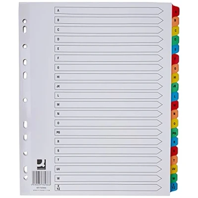 Immagine di Q Connect Indice 1 10 in cartone rinforzato multicolore A Z 20 Parts