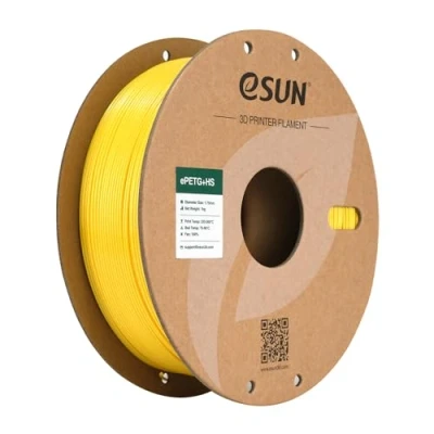 Immagine di eSUN PETG 1,75 mm Filamento, filamento per stampante 3D ad alta velocità PETG+HS, precisione dimensionale +/ 0,03 mm, bobina da 1 kg (2,2 libbre) stampanti, giallo solido