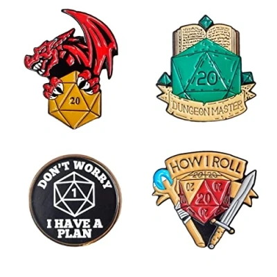 Immagine di Power Beast Dungeon 4x Spilla Dungeons and Dragons, Pin D&amp;D 5e, DND, Master, Dadi di Ruolo. Set dadi.
