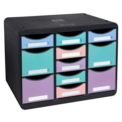 Immagine di Exacompta Rif. 3132796D STORE BOX multi 1 unità con 7 cassetti sottili e 4 alti Dimensioni esterne: Profondità 27 x larghezza 35,5 altezza 27,1 cm Formato orizzontale Acquarello