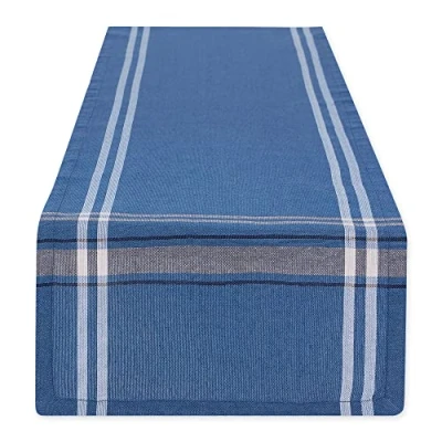 Immagine di DII Runner da tavolo in lino stile fattoria a righe francesi, 14 x 72, blu chambray