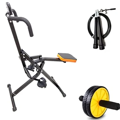 Immagine di FFitness Body Crunch Attrezzo Multifunzione Total Power con Display LCD + Ruota AB Roller Addominali Corda da Salto