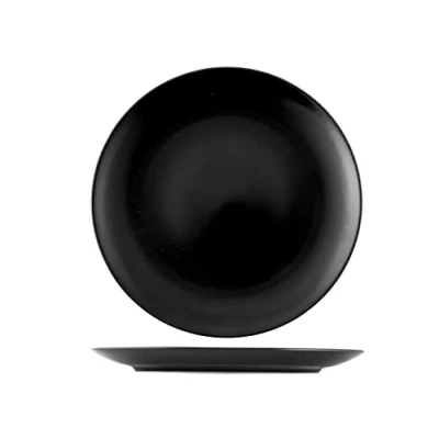 Immagine di H&amp;h set 6 piatti piani denver in stoneware nero cm 26