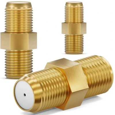 Immagine di HB Digital 3 connettori F professionali, in rame, dorati, per di qualsiasi dimensione 4 8,2 mm, cavi antenna coassiali, satellitari e impianti BK