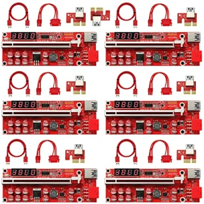 Immagine di MZHOU Scheda Riser PCI E, per BTC, LTC, ETH, Dispositivi Dedicati al Mining, Estensione Grafica da 1X a 16X Extender GPU (PRO V013 6 Pezzi)