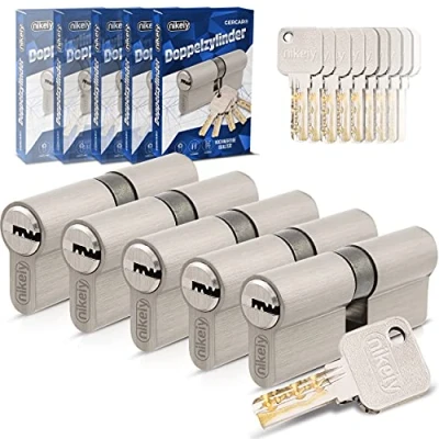 Immagine di GERCAR Pro Set di 5 cilindri chiusura 30/40, profilati con 25 chiavi, serratura a cilindro da 70 mm, lunghezza A:30 B: 40