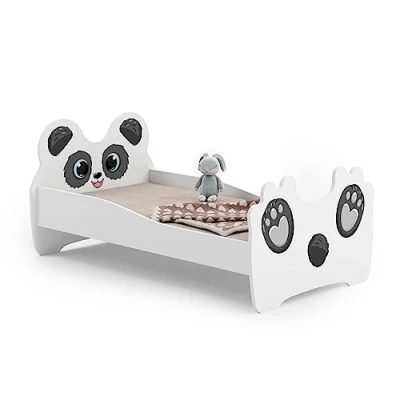 Immagine di KOBI Letto per Bambini con Sponde ANIMALI Bianco Panda Lettino Bambina 140 x 70 CM Bambino Materasso Lettini una Ragazza un Ragazzo Bimbo Singolo