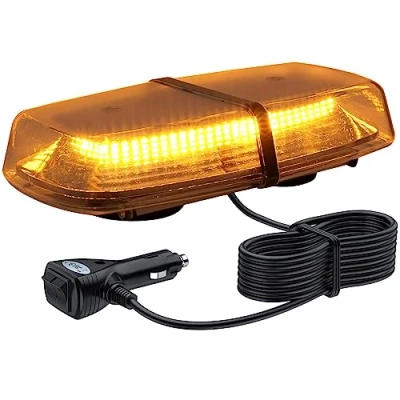 Immagine di Justech 72 LED Lampeggiante Arancione Strobo12V 24V Luci Lampeggianti Emergenza Fari Stroboscopiche con Base Magnetica E Doppia Interruttore per Auto Rimorchio Camion Van Caravane Mark