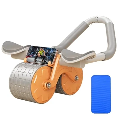 Immagine di ruota addominale a rimbalzo automatico, per esercizi addominali con supporto gomiti, addominali, attrezzatura di fitness casa e palestra, rullo silenzioso,
