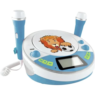 Immagine di X4 Tech Bobby Joey Jam Box Lettore CD per bambini Bluetooth, AUX, CD, USB, SD incl. funzione karaoke , Microfono Blu