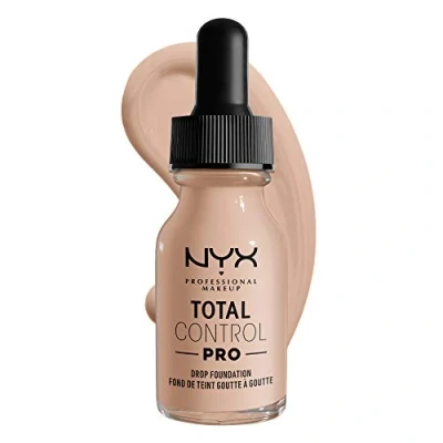 Immagine di NYX Professional Makeup Fondotinta Total Control Pro Drop, Dosaggio preciso, Copertura personalizzabile e modulabile, Formula vegana, Finish come una seconda pelle, 13 ml, Tonalità: Porcelain