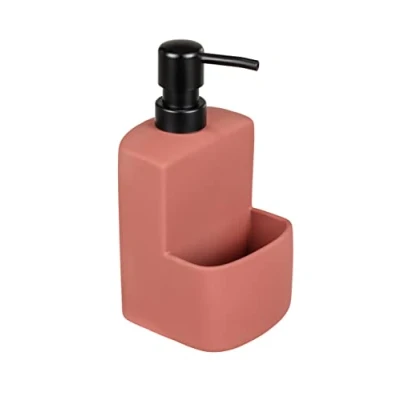 Immagine di WENKO dosatore di detersivo Festival Siena, sapone per cucina, ceramica qualità con superficie soft touch, vano aggiuntivo spugnetta, capacità 380 ml, 10 x 18 cm, verdino