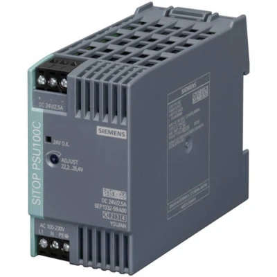 Immagine di Siemens SITOP PSU100C 24 V/2,5 A Alimentatore per guida DIN V/DC 2.5 60 W Num. uscite:1 x Contenuto 1 pz.