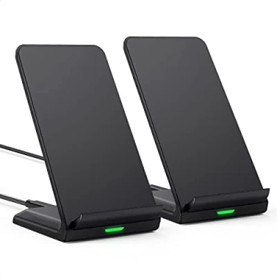 Immagine di Stazione di ricarica veloce senza fili, 2 pezzi, caricatore wireless per supporto iPhone 15/14/13/12/11/XS Max/XR/XS/X/8, Fast Qi Samsung