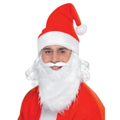 Immagine di SMIFFYS Kit Babbo Natale, Bianco, con barba, occhiali e cappello capelli