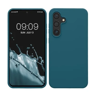 Immagine di kwmobile Cover per Samsung Galaxy S24 FE Custodia Back Case Smartphone in Silicone TPU Protezione Gommata petrolio matt