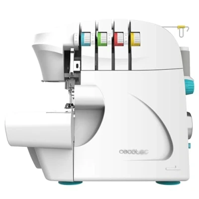 Immagine di Cecotec Macchina da Cucire Tagliacuci BelleCouture OverLock. 1100 rpm di Velocità, Pressione del Piedino Regolabile, Trasporto Differenziale, Funzioni Cucitura a 4 Fili e Kit Accessori.