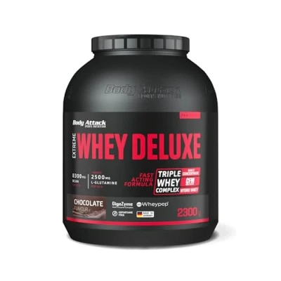 Immagine di Body Attack Extreme Whey Deluxe, biscotti, proteina in polvere con aminoacidi e Triplo Complex Isolate, a basso contenuto di zuccheri grassi, cioccolato da 2,3 kg, Made Germany