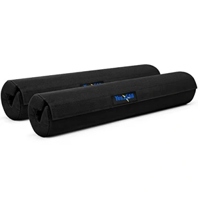Immagine di Yes4All BKVQ Cuscinetto per bilancieri in schiuma spessa con rivestimento nylon e chiusura a velcro la spinta dell&#039;anca, Nero Set di 2