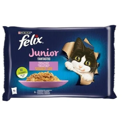 Immagine di Felix Junior Fantastic in buste 4 x 85 g Alimento umido per gatto Salmone e Pollo