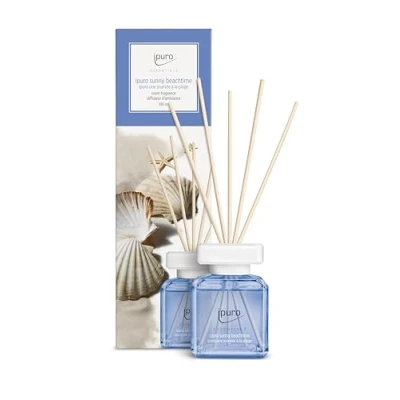Immagine di ipuro Essentials Sunny BEACHTIME Profumo per ambienti con pompelmo, limone e muschio bianco Diffusore bastoncini Deodorante la casa