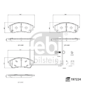 Immagine di FEBI BILSTEIN 197224 Kit pastiglie freno Assale anteriore con segnalatore acustico usura FORD: Ranger Mk3 (TKE) 3.2 TDCi, 2.5 Flex, 2.0 EcoBlue 4x4