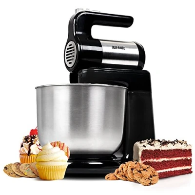 Immagine di Duronic SM3 Mixer da Cucina Elettrico 2 in 1 con 300W Robot Ciotola Acciaio Inox 4 L e 3 diversi ganci 5 Velocità Funzione Turbo Ideale per Cuochi Casalinghi Baking