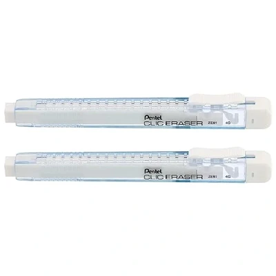 Immagine di PENTEL Set di 2 penne a gomma CLIC ERASER Rettangolare corpo azzurro pastello