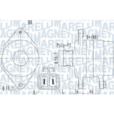 Immagine di MAGNETI MARELLI 063732128010 Alternatore 14V 70A HYUNDAI: i20 I Hatchback, ix20, i10