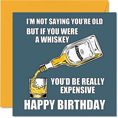 Immagine di Biglietti di compleanno divertenti per uomini e donne, whisky invecchiato, biglietto maleducato mamma, papà, fratello, sorella, figlio, figlia, nonno, 145 mm x mm, umoristico