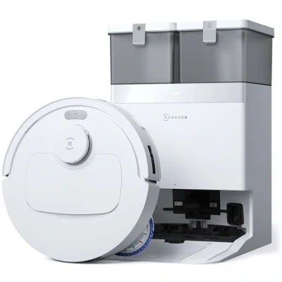 Immagine di ECOVACS DEEBOT T30C OMNI Robot Aspirapolvere Lavapavimenti, 20000 Pa, ZeroTangle 3.0, Tecnologia TruEdge 2.0, Sistema di Lavaggio OZMO TURBO Stazione All in one Migliorata, Bianco