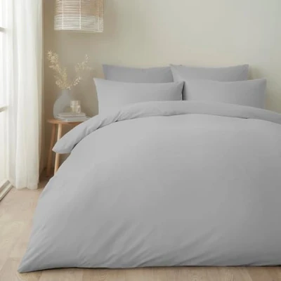 Immagine di Appletree Set copripiumino color argento, per letto super king size (260 x 220 cm), in tinta unita, morbido e lussuoso, 100% cotone