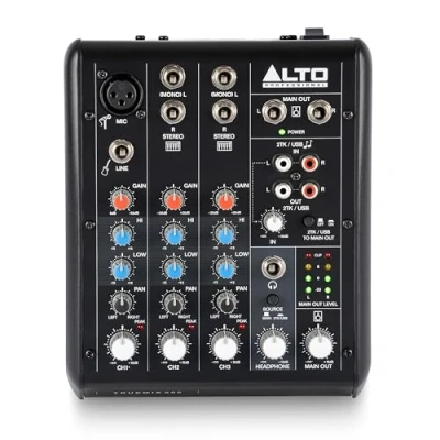 Immagine di Alto TrueMix 500, Mixer audio 5 ingressi con jack XLR e interfaccia USB per podcast, eventi live, streaming, registrazione, DJ, Mac PC