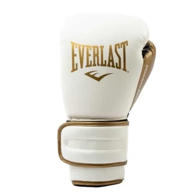 Immagine di Guanti da Boxe Everlast Powerlock 2R 10oz Bianco/Oro per sacco, colpitori e sparring, supporto polso Turnback avanzato, imbottitura a 4 strati presa ergonomica Originale