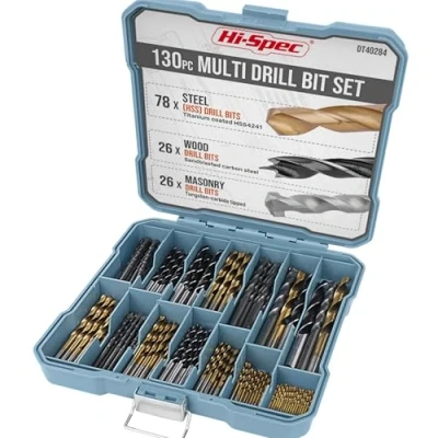 Immagine di Hi Spec Set di punte da trapano in una custodia. Per foratura fai te metallo, legno e plastica con acciaio HSS rivestite titanio