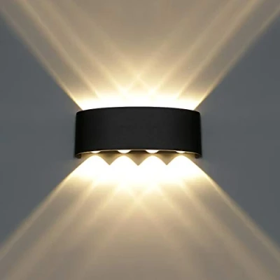 Immagine di HAWEE Moderno Lampada da Parete LED Applique Impermeabile Alluminio Muro Interno Esterno per Bagno, Portico, Camera Letto, Corridoio, Soggiorno, Scale, 8W Bianco Caldo