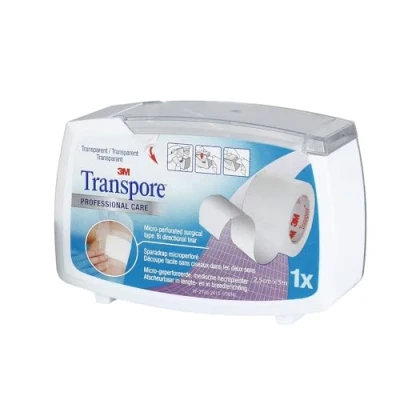 Immagine di 3M Transpore Sparadrap Microperfore trasparente, taglio facile, 2,5 x 5 m