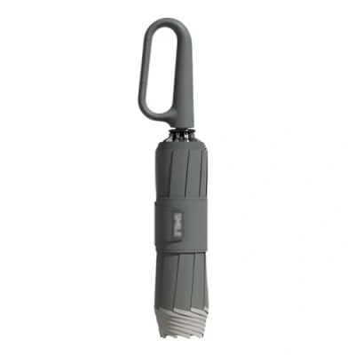 Immagine di Ring Buckle Umbrella, Auto Open Close Lightweight Compact Portable Windproof Travel Automatic Umbrella Folding with Carabiner Handle and Reflective Safety Strip (Gray)