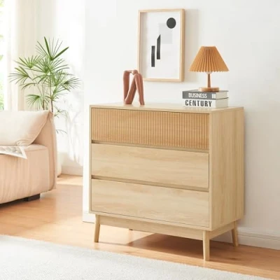 Immagine di [en.casa] Cassettiera Comò a 3 Cassetti Ampi Mobile Organizzatore per Soggiorno Camera da Letto Contenitore 80 x 40 cm Effetto Rovere