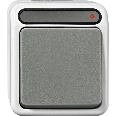 Immagine di Merten 1 pezzo Interruttore per ambienti umidi Completo Pulsanti AQUASTAR Grigio luminescente 4074990
