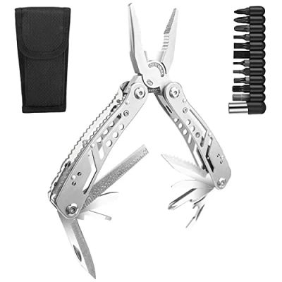 Immagine di Gvolatee Pinza Multiuso 11 in 1, Pieghevole Multitool Acciaio Inossidabile con Cacciavite Punte, Coltello Tascabile, Multifunzione