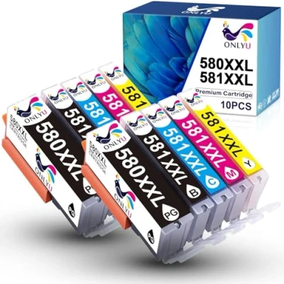 Immagine di ONLYU PGI 580XXL CLI 581XXL Cartucce di inchiostro compatibili per Canon PIXMA TS6150 TS6151 TS6250 TS6251 TS8150 TS8151 TS8250 TS8251 TS8252 TS8350 TS9150 TR7550 TS705 TR8550 TS9550 (10 PACK)
