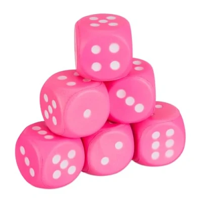 Immagine di Relaxdays Dadi Giganti Gommapiuma, Set da 6 Cubi in Spugna, Giocattolo per Bambini, Morbidi, HLP: 7, 5x7,5 cm, Rosa, 7.5 x cm