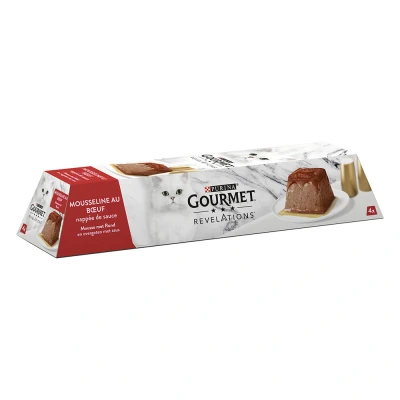 Immagine di PURINA GOURMET REVELATIONS Chiffon di manzo con salsa 4 X 57 g Porzioni pasti per gatti adulti