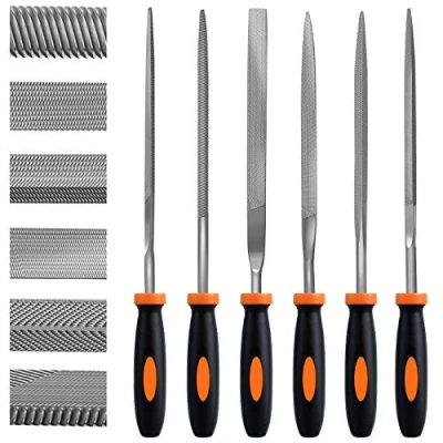 Immagine di 6 Pcs set di lime e raspe,Preciva file multiuso in acciaio ad alto tenore carbonio include piatto,triangolo,semitondo,rotondo dimensioni,adatto per Legno,Metallo etc.