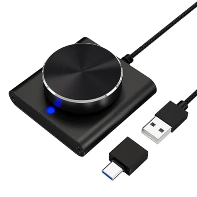 Immagine di cooidea Manopola di Controllo del Volume USB con Una Funzione Muto/Pausa per Computer, Controller Audio Supporta WinXP/7/8 10/Vista/Mac/Linux (Nero)