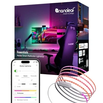 Immagine di Nanoleaf Striscia LED opaca WLAN gradiente 5 m, schermo intelligente e musica Sync, 300 RGB Addressable Strip, controllo con app voce (Alexa Siri Apple Google Home) Gaming Party