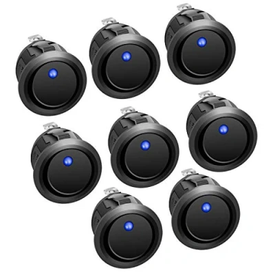 Immagine di APIELE 8 interruttori a levetta, 2 posizioni on/off, con interruttore LED, DPST 3 pin, 12 V, 20 A, levetta per auto, barca, elettrodomestici KCD2 102N (blu)