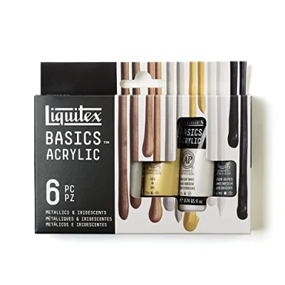 Immagine di Liquitex 3699399 Basics Pittura acrilica, Pigmenti per artisti monopigmentati, Resistente alla luce, durevole nel tempo, Finitura satinata, Set di colori 6 Tubetti da 22 ml